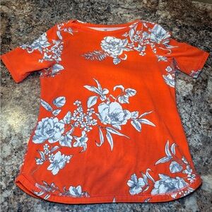 Talbots Orange Floral Short Sleeve Top